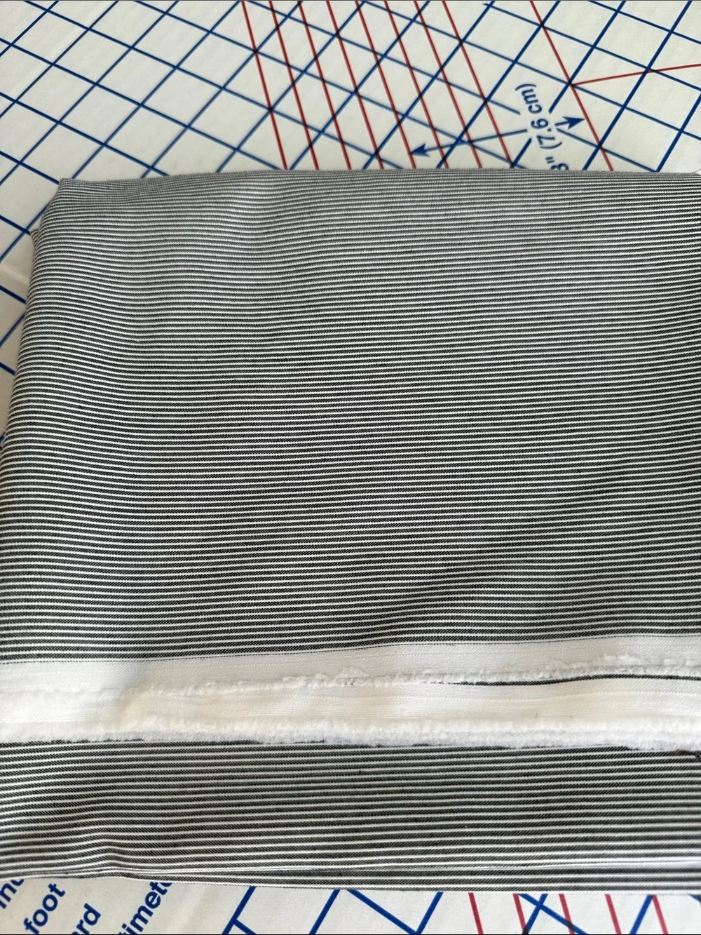 Vintage Black White Ribbed Pinstripe Fabric 1 Yard x 64” Wide Textured Woven
